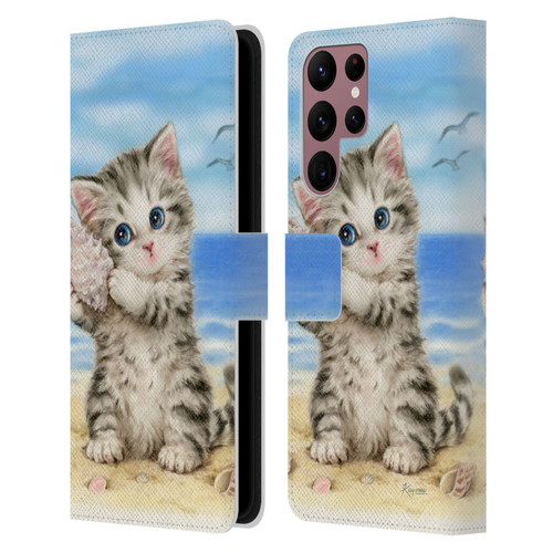 Kayomi Harai Animals And Fantasy Seashell Kitten At Beach Leather Book Wallet Case Cover For Samsung Galaxy S22 Ultra 5G