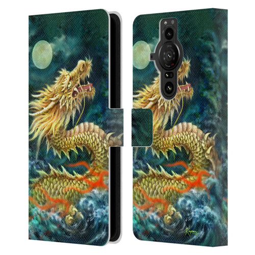 Kayomi Harai Animals And Fantasy Asian Dragon In The Moon Leather Book Wallet Case Cover For Sony Xperia Pro-I