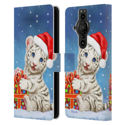 Kayomi Harai Animals And Fantasy White Tiger Christmas Gift Leather Book Wallet Case Cover For Sony Xperia Pro-I