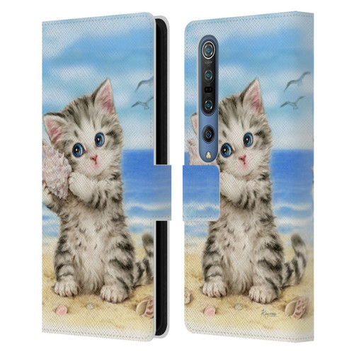 Kayomi Harai Animals And Fantasy Seashell Kitten At Beach Leather Book Wallet Case Cover For Xiaomi Mi 10 5G / Mi 10 Pro 5G