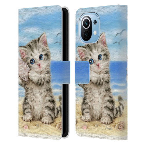 Kayomi Harai Animals And Fantasy Seashell Kitten At Beach Leather Book Wallet Case Cover For Xiaomi Mi 11
