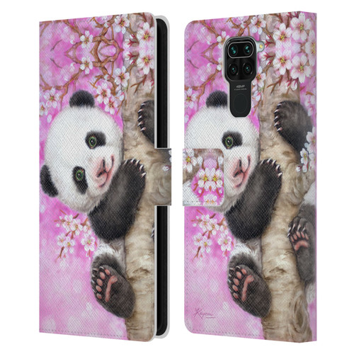 Kayomi Harai Animals And Fantasy Cherry Blossom Panda Leather Book Wallet Case Cover For Xiaomi Redmi Note 9 / Redmi 10X 4G