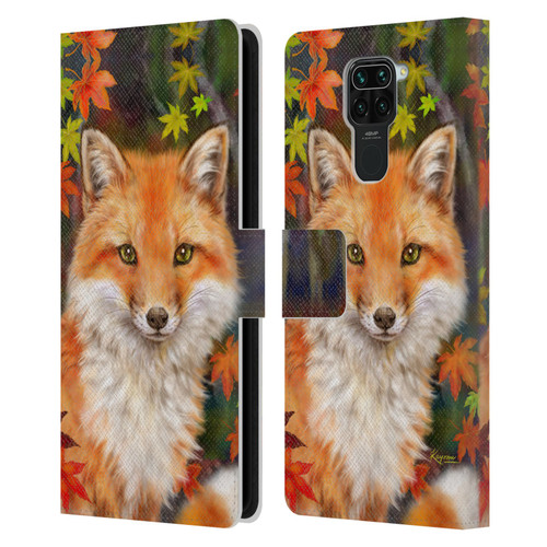 Kayomi Harai Animals And Fantasy Fox With Autumn Leaves Leather Book Wallet Case Cover For Xiaomi Redmi Note 9 / Redmi 10X 4G