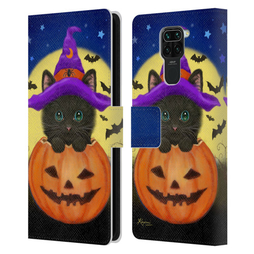 Kayomi Harai Animals And Fantasy Halloween With Cat Leather Book Wallet Case Cover For Xiaomi Redmi Note 9 / Redmi 10X 4G