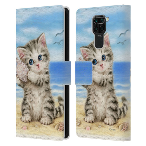 Kayomi Harai Animals And Fantasy Seashell Kitten At Beach Leather Book Wallet Case Cover For Xiaomi Redmi Note 9 / Redmi 10X 4G
