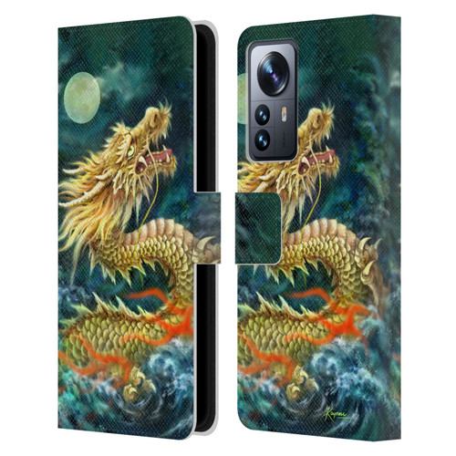 Kayomi Harai Animals And Fantasy Asian Dragon In The Moon Leather Book Wallet Case Cover For Xiaomi 12 Pro