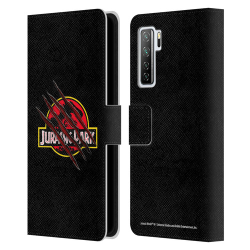 Jurassic Park Logo Plain Black Claw Leather Book Wallet Case Cover For Huawei Nova 7 SE/P40 Lite 5G