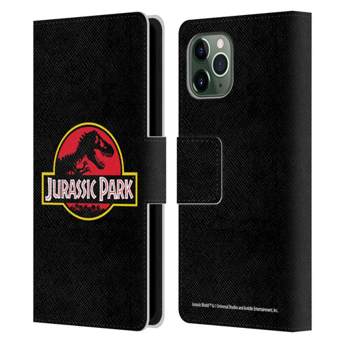 Jurassic Park Logo Plain Black Leather Book Wallet Case Cover For Apple iPhone 11 Pro