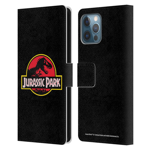 Jurassic Park Logo Plain Black Leather Book Wallet Case Cover For Apple iPhone 12 Pro Max