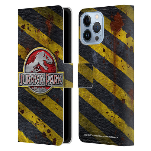 Jurassic Park Logo Distressed Look Crosswalk Leather Book Wallet Case Cover For Apple iPhone 13 Pro Max