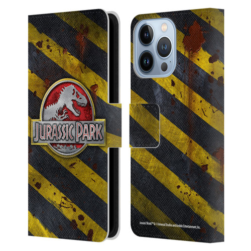 Jurassic Park Logo Distressed Look Crosswalk Leather Book Wallet Case Cover For Apple iPhone 13 Pro