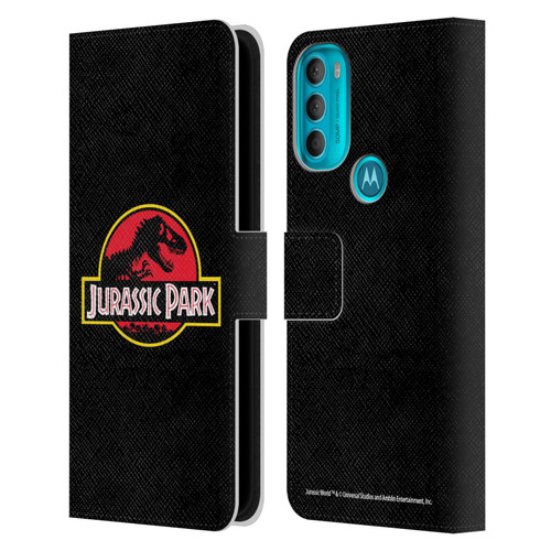 Jurassic Park Logo Plain Black Leather Book Wallet Case Cover For Motorola Moto G71 5G