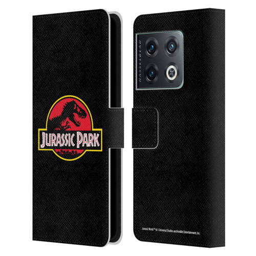 Jurassic Park Logo Plain Black Leather Book Wallet Case Cover For OnePlus 10 Pro