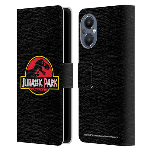 Jurassic Park Logo Plain Black Leather Book Wallet Case Cover For OnePlus Nord N20 5G