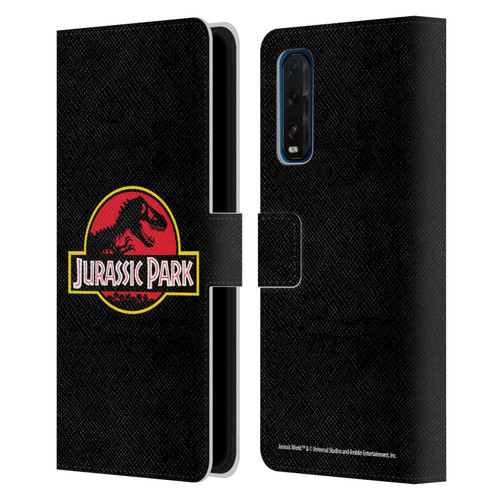 Jurassic Park Logo Plain Black Leather Book Wallet Case Cover For OPPO Find X3 Neo / Reno5 Pro+ 5G