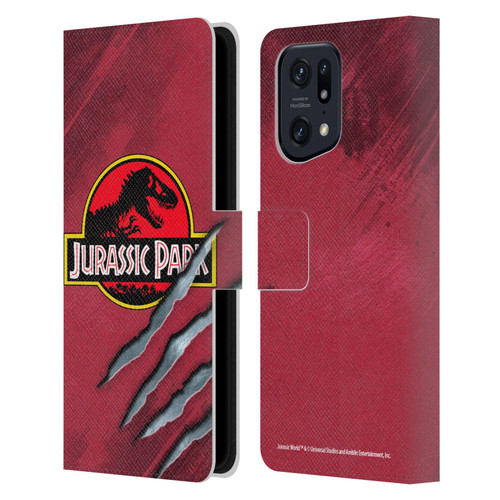 Jurassic Park Logo Red Claw Leather Book Wallet Case Cover For OPPO Find X5 Pro