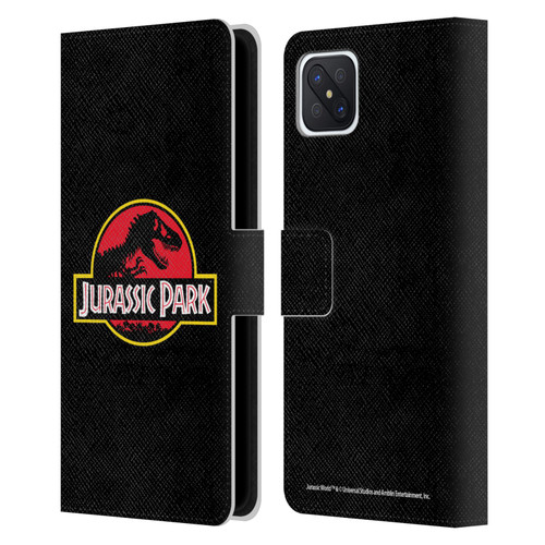 Jurassic Park Logo Plain Black Leather Book Wallet Case Cover For OPPO Reno4 Z 5G