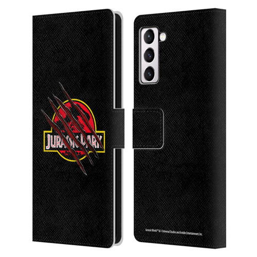 Jurassic Park Logo Plain Black Claw Leather Book Wallet Case Cover For Samsung Galaxy S21+ 5G