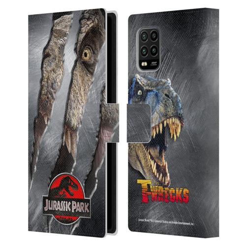 Jurassic Park Logo T-Rex Claw Mark Leather Book Wallet Case Cover For Xiaomi Mi 10 Lite 5G