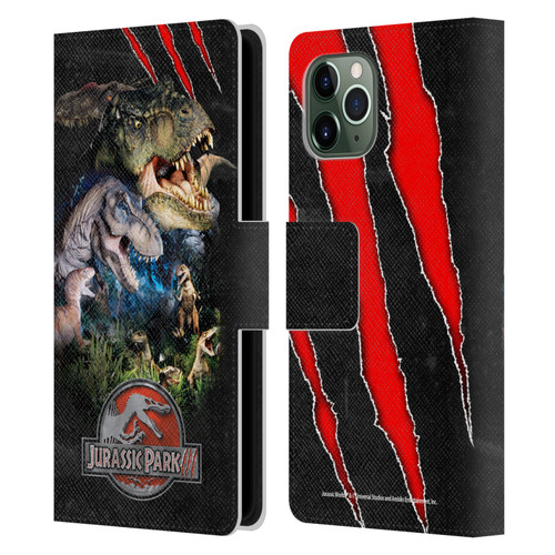 Jurassic Park III Key Art Dinosaurs Leather Book Wallet Case Cover For Apple iPhone 11 Pro