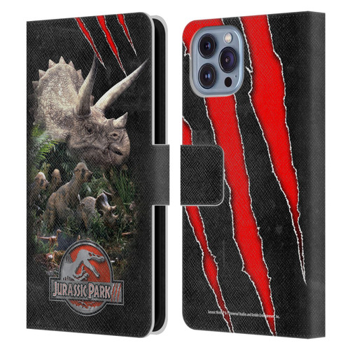 Jurassic Park III Key Art Dinosaurs 2 Leather Book Wallet Case Cover For Apple iPhone 14