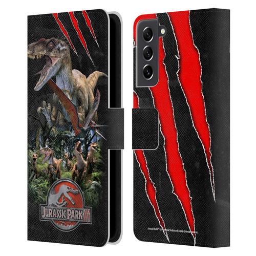 Jurassic Park III Key Art Dinosaurs 3 Leather Book Wallet Case Cover For Samsung Galaxy S21 FE 5G