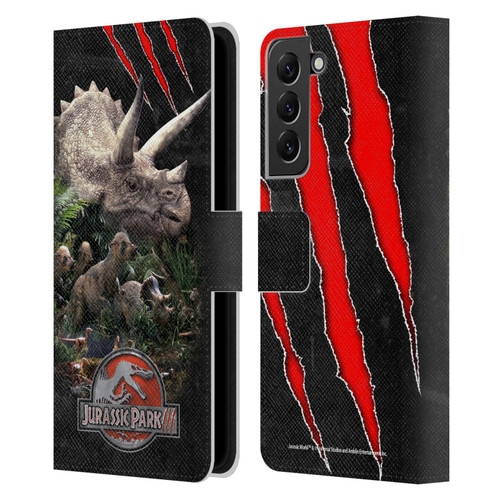 Jurassic Park III Key Art Dinosaurs 2 Leather Book Wallet Case Cover For Samsung Galaxy S22+ 5G