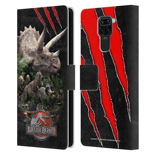 Jurassic Park III Key Art Dinosaurs 2 Leather Book Wallet Case Cover For Xiaomi Redmi Note 9 / Redmi 10X 4G