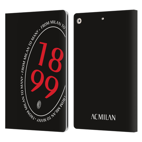 AC Milan Art 1899 Oversized Leather Book Wallet Case Cover For Apple iPad 10.2 2019/2020/2021