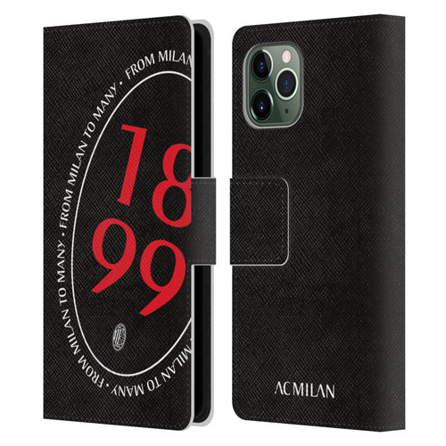 AC Milan Art 1899 Oversized Leather Book Wallet Case Cover For Apple iPhone 11 Pro