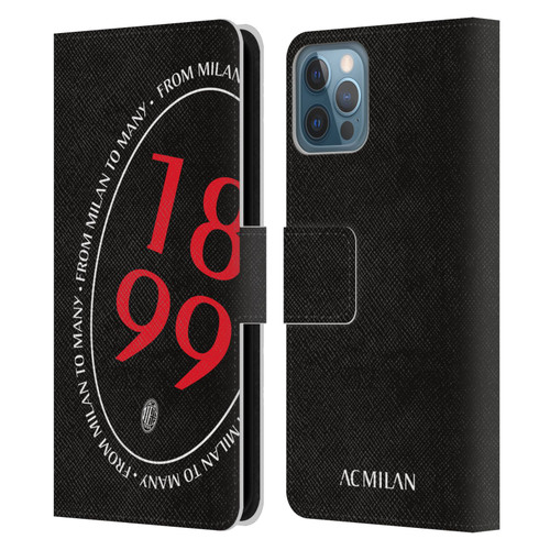 AC Milan Art 1899 Oversized Leather Book Wallet Case Cover For Apple iPhone 12 / iPhone 12 Pro