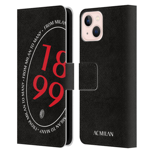 AC Milan Art 1899 Oversized Leather Book Wallet Case Cover For Apple iPhone 13