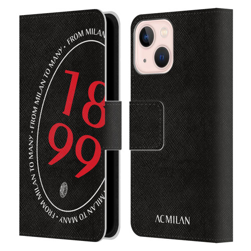 AC Milan Art 1899 Oversized Leather Book Wallet Case Cover For Apple iPhone 13 Mini