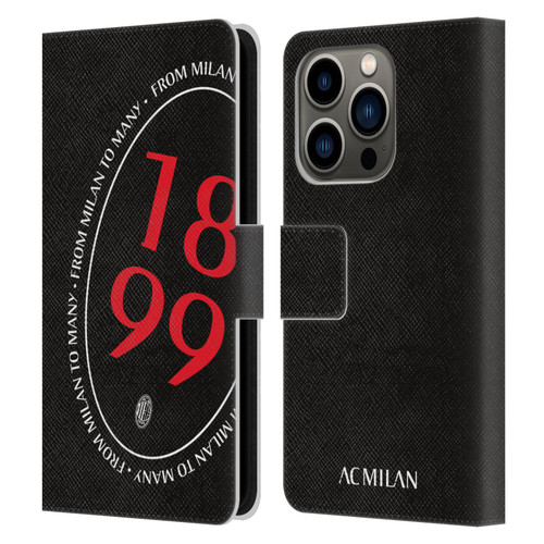 AC Milan Art 1899 Oversized Leather Book Wallet Case Cover For Apple iPhone 14 Pro