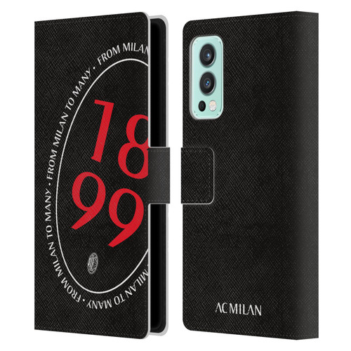 AC Milan Art 1899 Oversized Leather Book Wallet Case Cover For OnePlus Nord 2 5G