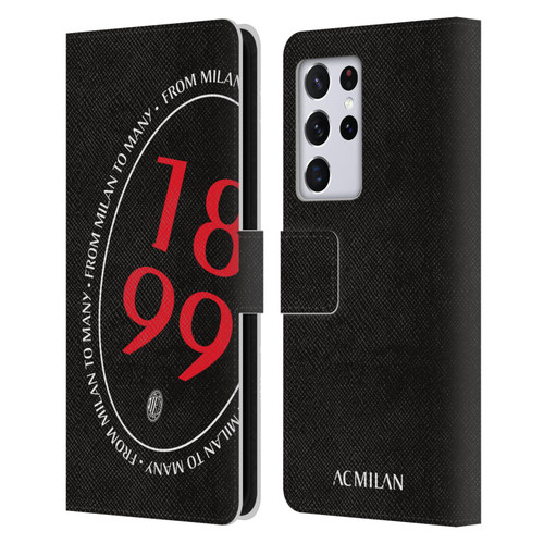 AC Milan Art 1899 Oversized Leather Book Wallet Case Cover For Samsung Galaxy S21 Ultra 5G