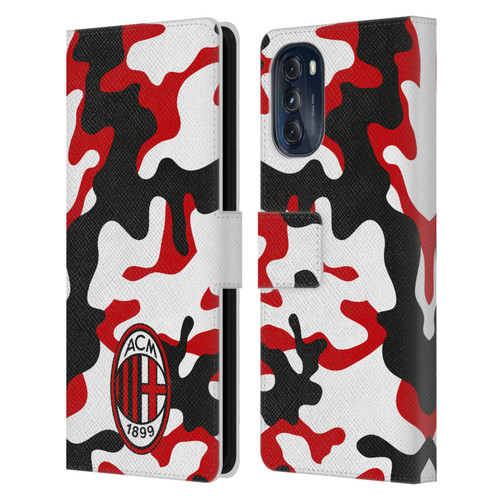 AC Milan Crest Patterns Camouflage Leather Book Wallet Case Cover For Motorola Moto G (2022)