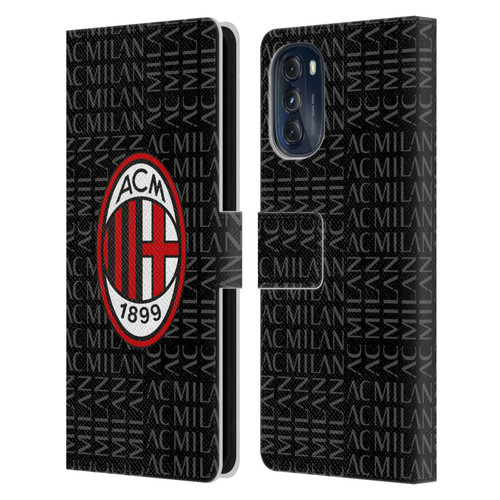 AC Milan Crest Patterns Red And Grey Leather Book Wallet Case Cover For Motorola Moto G (2022)