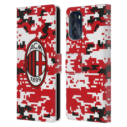 AC Milan Crest Patterns Digital Camouflage Leather Book Wallet Case Cover For Motorola Moto G (2022)