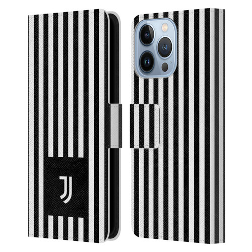 Juventus Football Club Lifestyle 2 Black & White Stripes Leather Book Wallet Case Cover For Apple iPhone 13 Pro