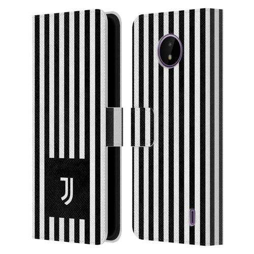 Juventus Football Club Lifestyle 2 Black & White Stripes Leather Book Wallet Case Cover For Nokia C10 / C20