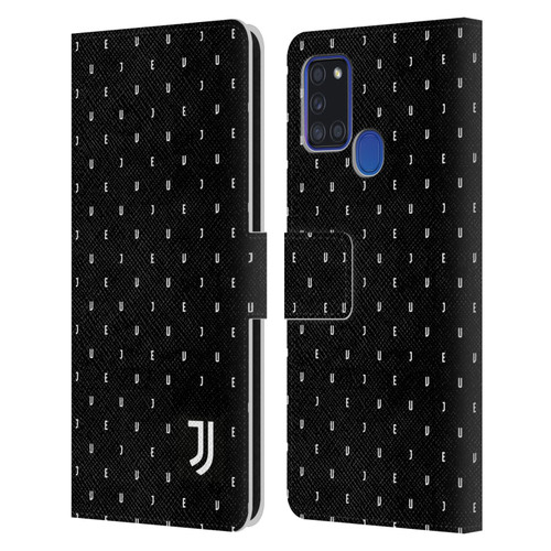 Juventus Football Club Lifestyle 2 Black Logo Type Pattern Leather Book Wallet Case Cover For Samsung Galaxy A21s (2020)