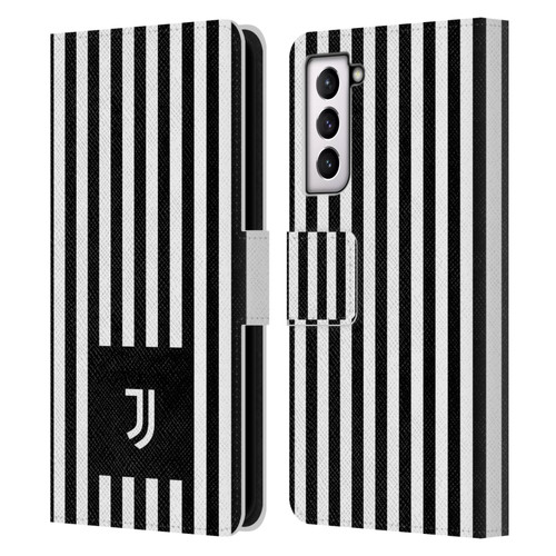 Juventus Football Club Lifestyle 2 Black & White Stripes Leather Book Wallet Case Cover For Samsung Galaxy S21 5G