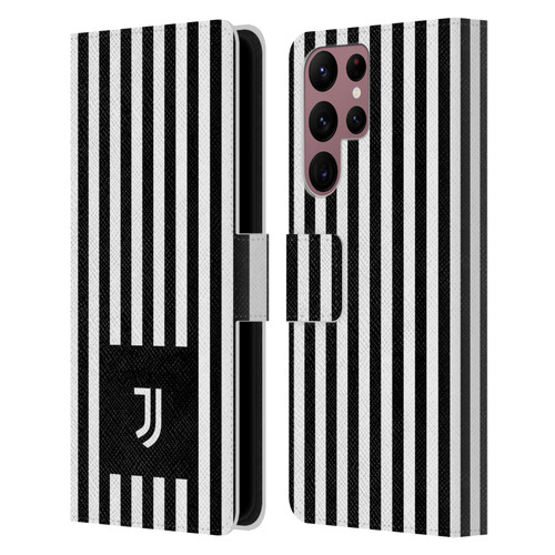Juventus Football Club Lifestyle 2 Black & White Stripes Leather Book Wallet Case Cover For Samsung Galaxy S22 Ultra 5G