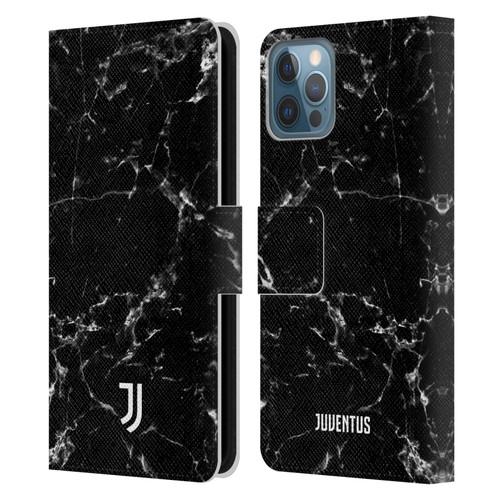 Juventus Football Club Marble Black 2 Leather Book Wallet Case Cover For Apple iPhone 12 / iPhone 12 Pro