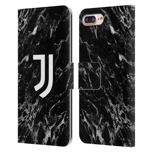 Juventus Football Club Marble Black Leather Book Wallet Case Cover For Apple iPhone 7 Plus / iPhone 8 Plus