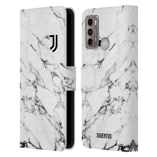 Juventus Football Club Marble White Leather Book Wallet Case Cover For Motorola Moto G60 / Moto G40 Fusion