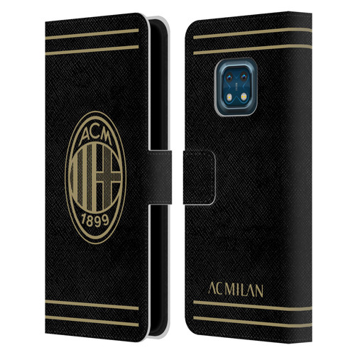 AC Milan Crest Black And Gold Leather Book Wallet Case Cover For Nokia XR20