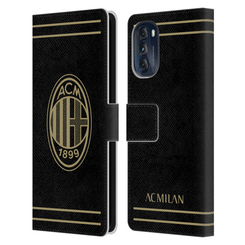 AC Milan Crest Black And Gold Leather Book Wallet Case Cover For Motorola Moto G (2022)