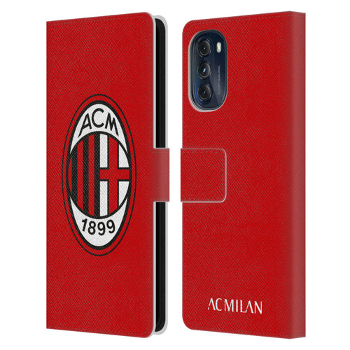 AC Milan Crest Full Colour Red Leather Book Wallet Case Cover For Motorola Moto G (2022)